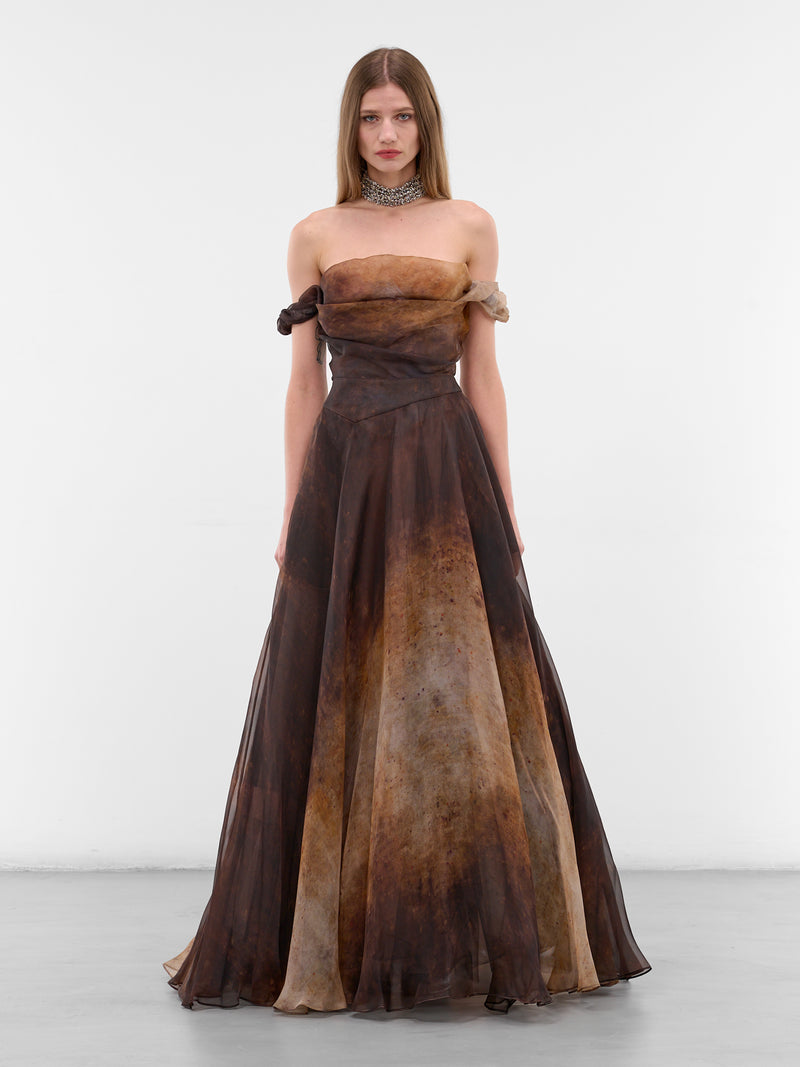 Brown Silk Gradient Maxi Gown (110103A1-W019H-D305-BROWN)