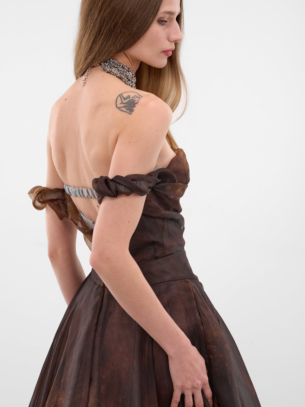 Brown Silk Gradient Maxi Gown (110103A1-W019H-D305-BROWN)