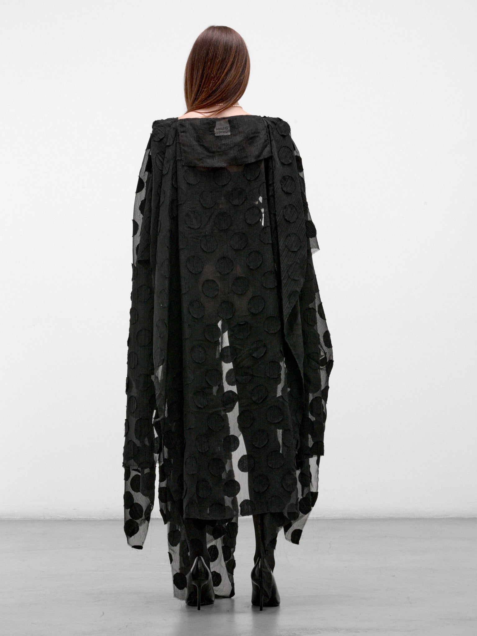 Black Cardigan Wing Dress (110103GI-W01NO- BLACK-POLKA-DO)(