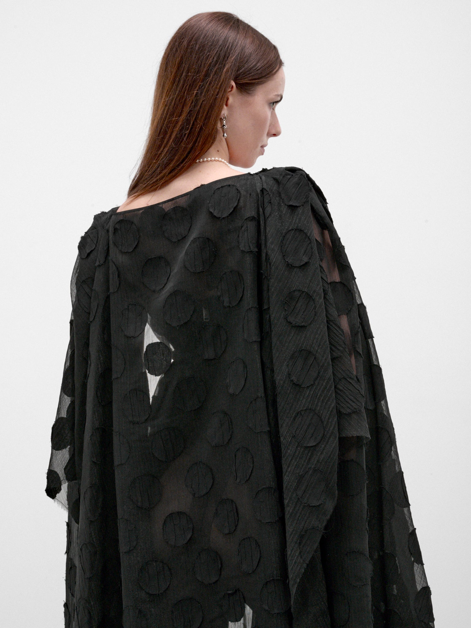 Black Cardigan Wing Dress (110103GI-W01NO- BLACK-POLKA-DO)(