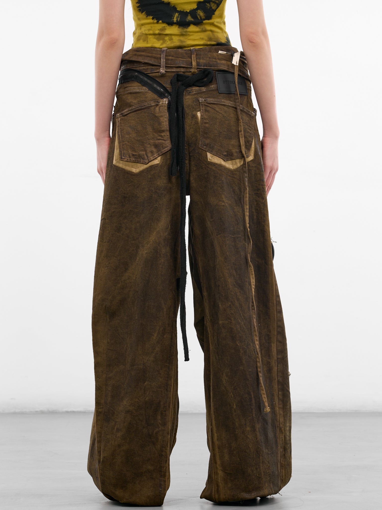 Brown 4D Deconstructed Denim Pants (11020411001-BROWN)