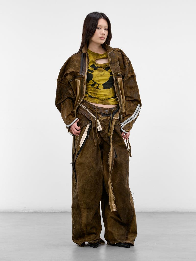 Brown 4D Deconstructed Denim Jacket (11070391001-BROWN)