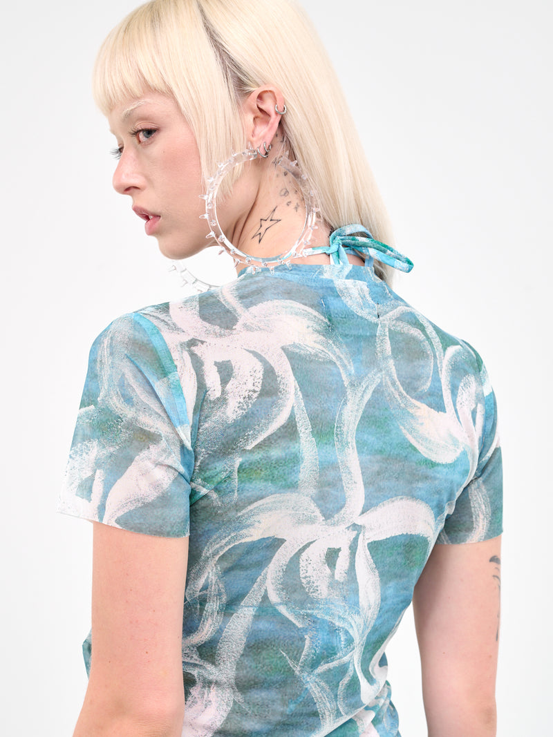 Mesh Tee (111002-5040-WHITE-FLOWER)