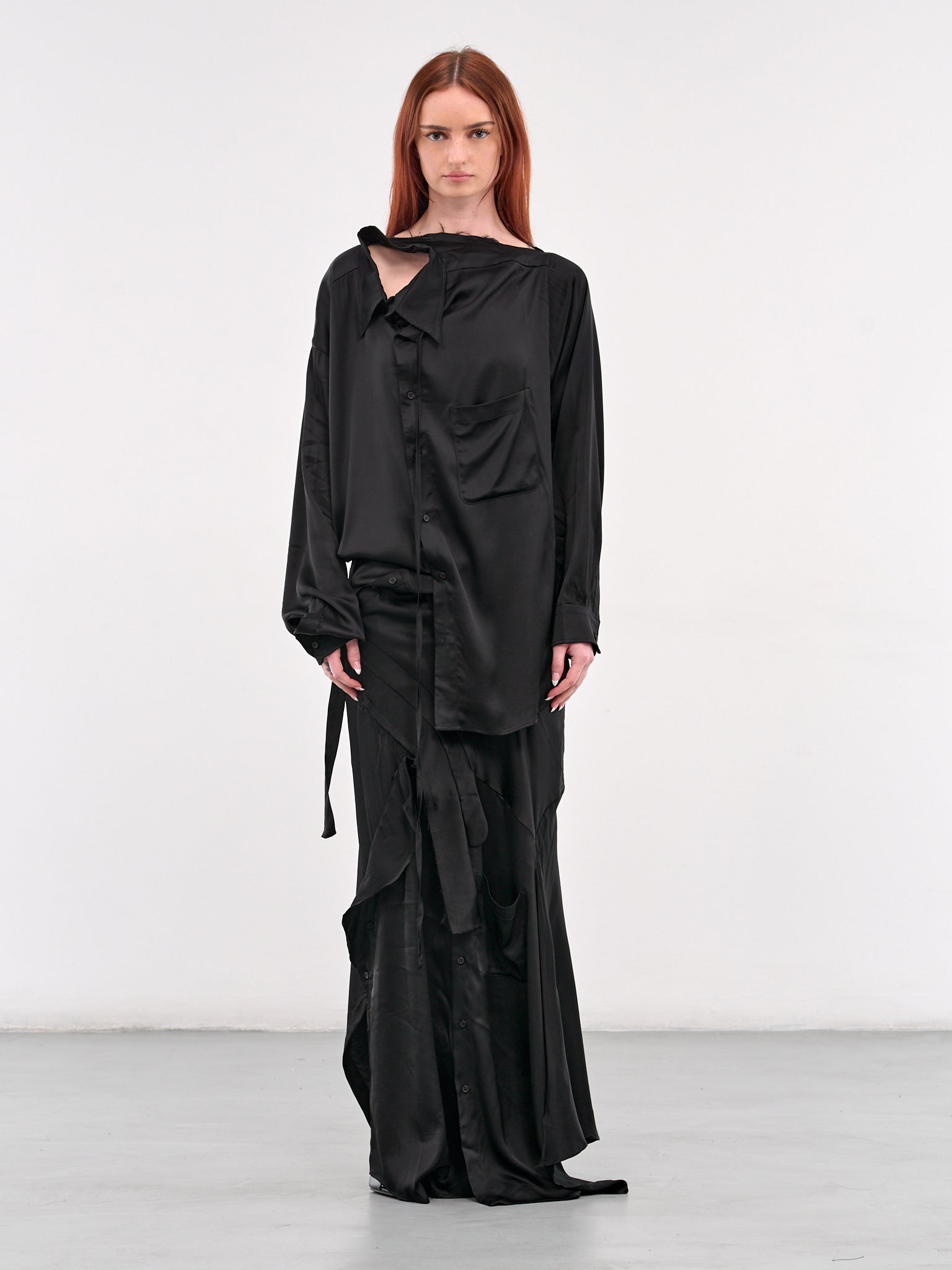 Deconstructed Shirt Dress (11150191102-BLACK)