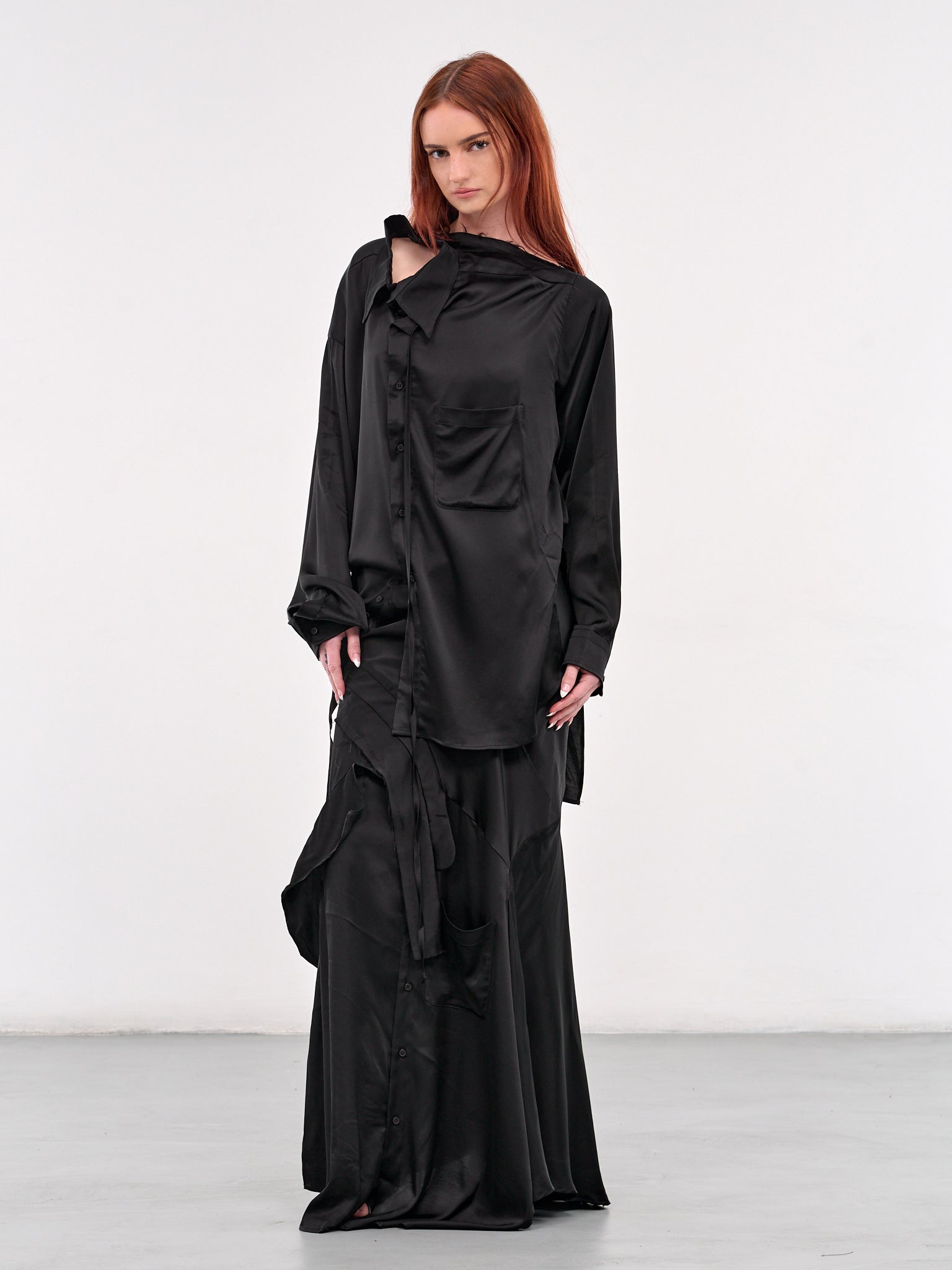Deconstructed Shirt Dress (11150191102-BLACK)