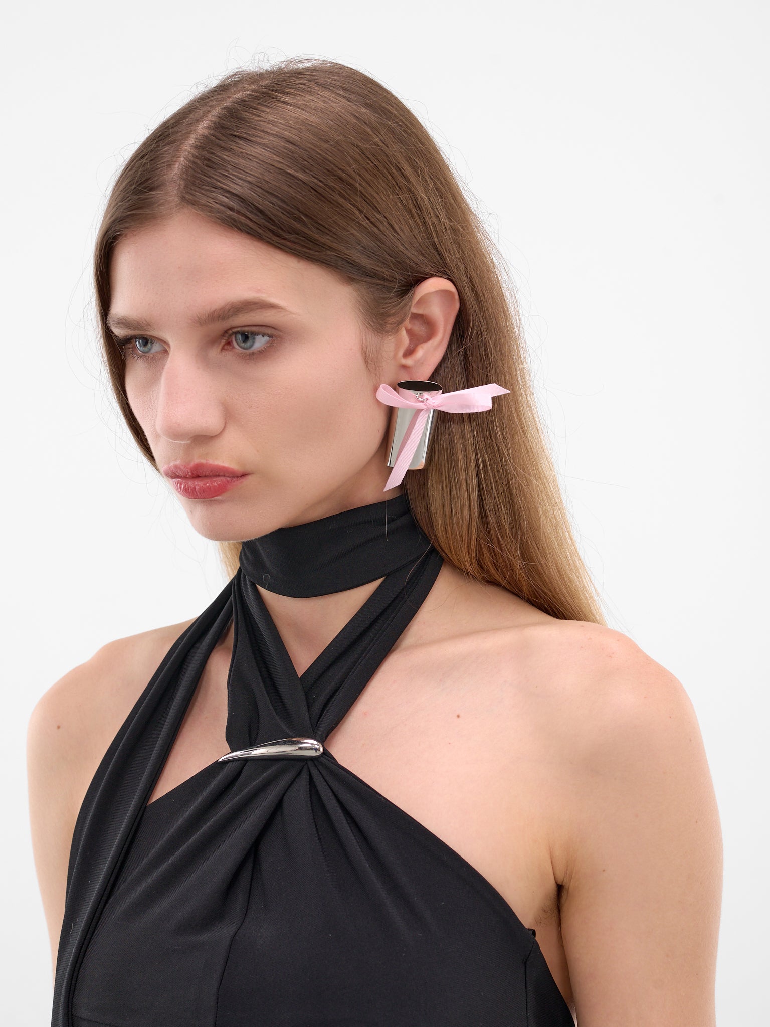 Pink 925 Silver Lighter Holder Earrings (JW09-SILVER-PINK)