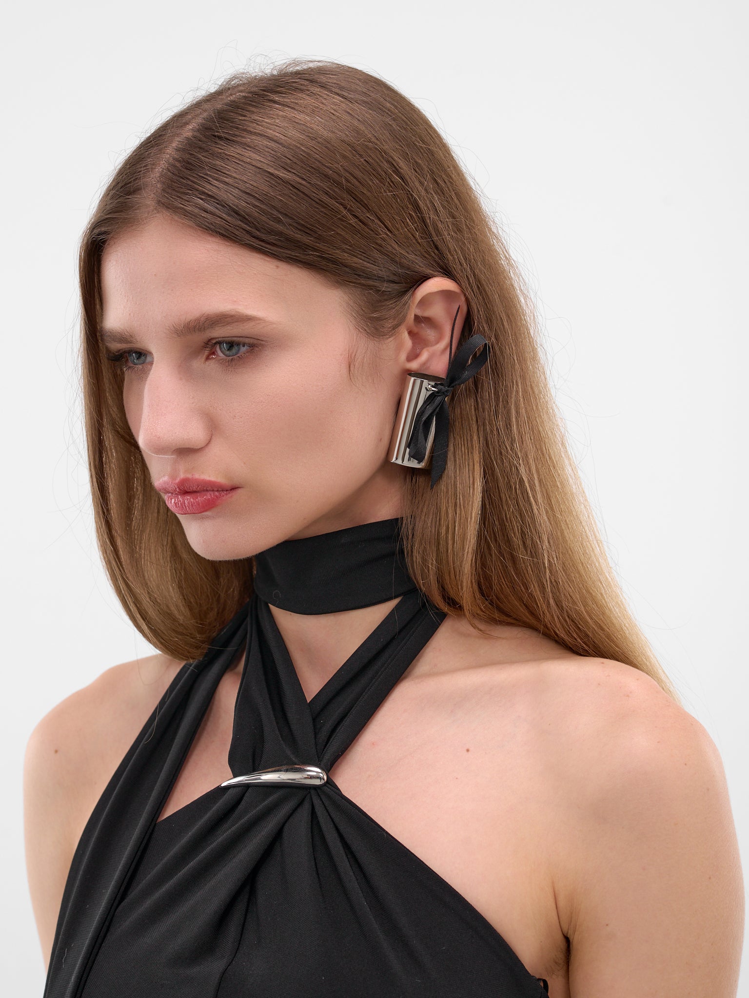 Black 925 Silver Lighter Holder Earrings (JW09-SILVER-BLACK)