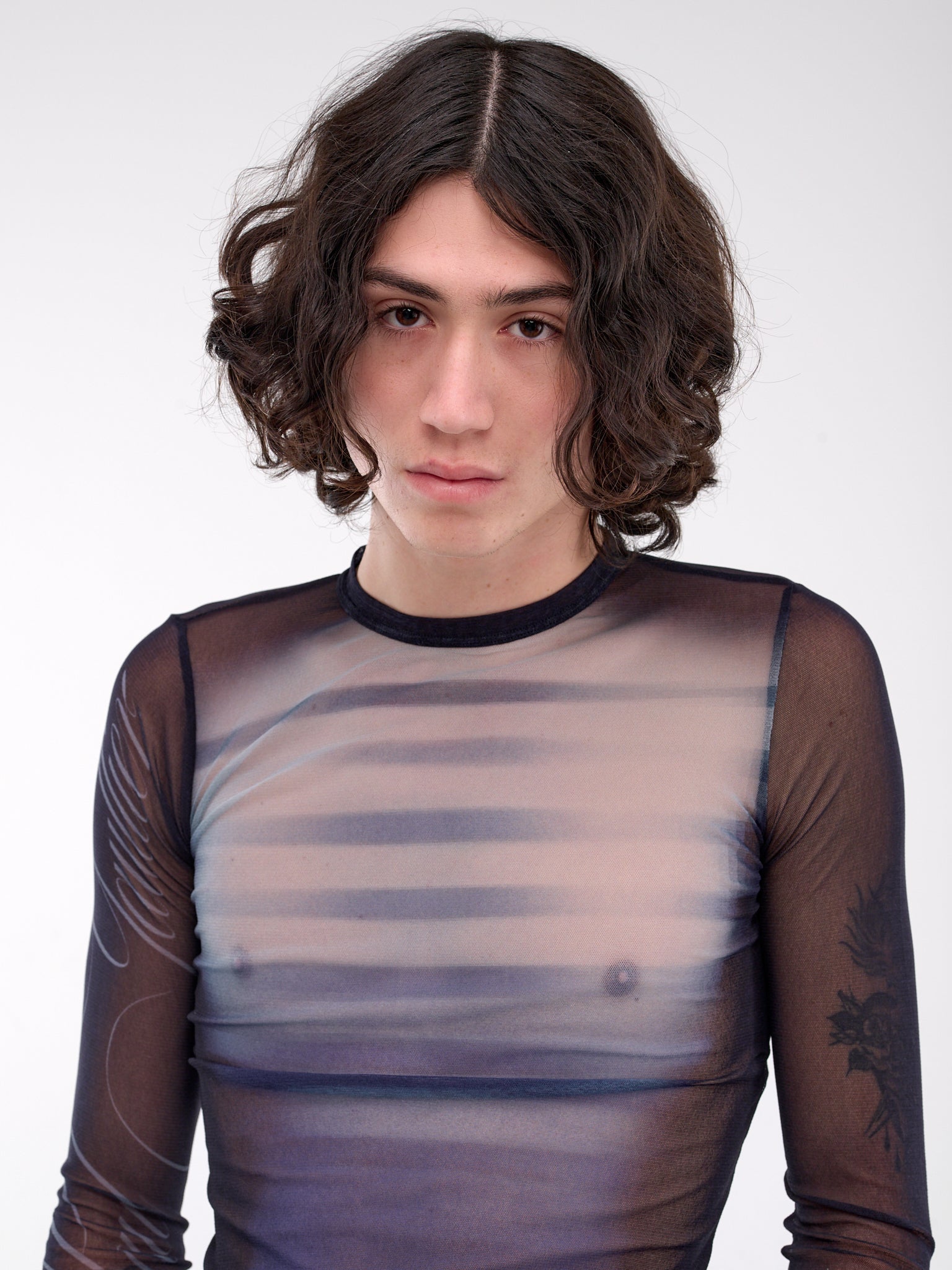 Printed Mesh Long Sleeve Top (25-33-F-TO257-T576-MULTI)