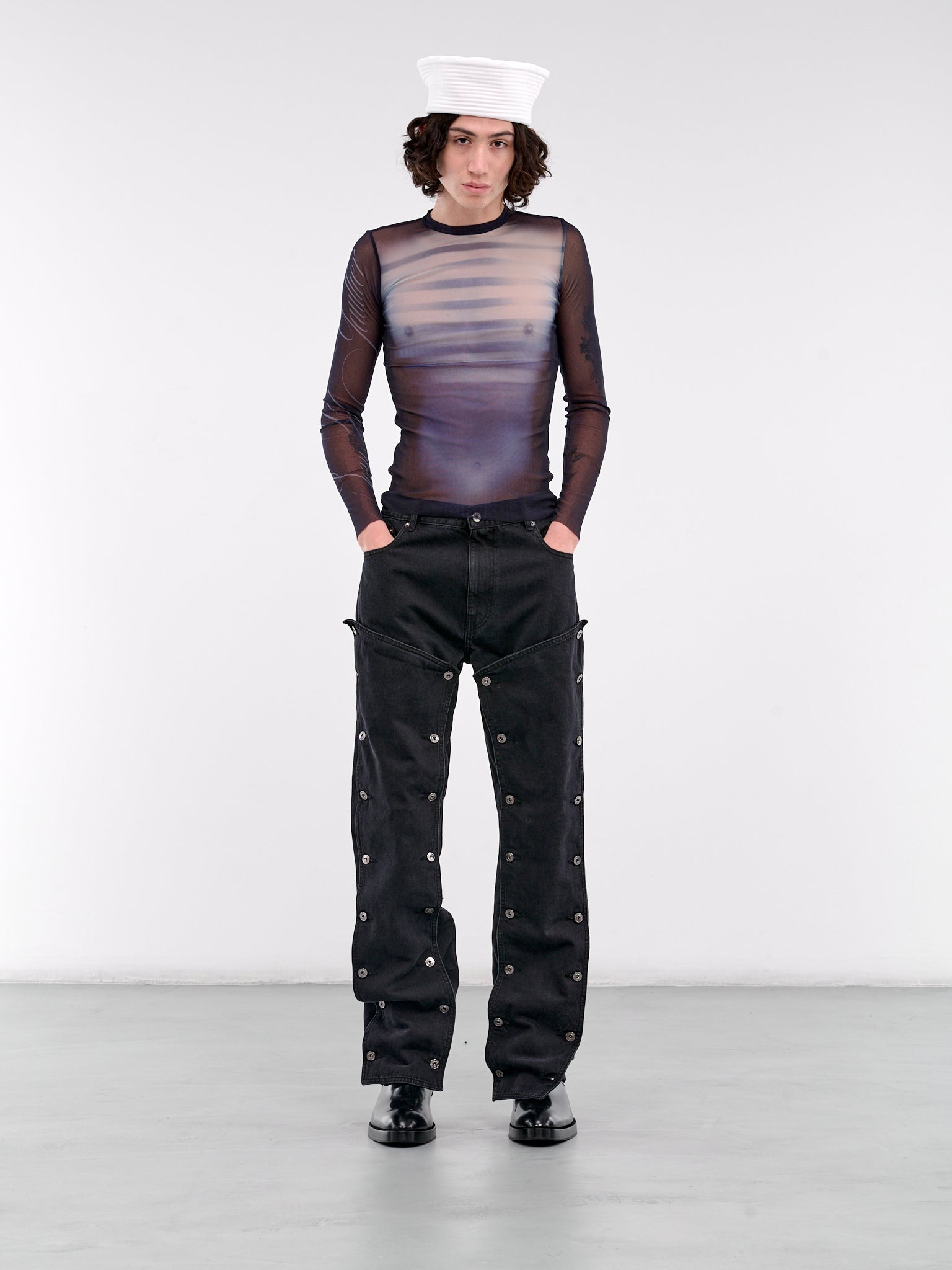 Printed Mesh Long Sleeve Top (25-33-F-TO257-T576-MULTI)