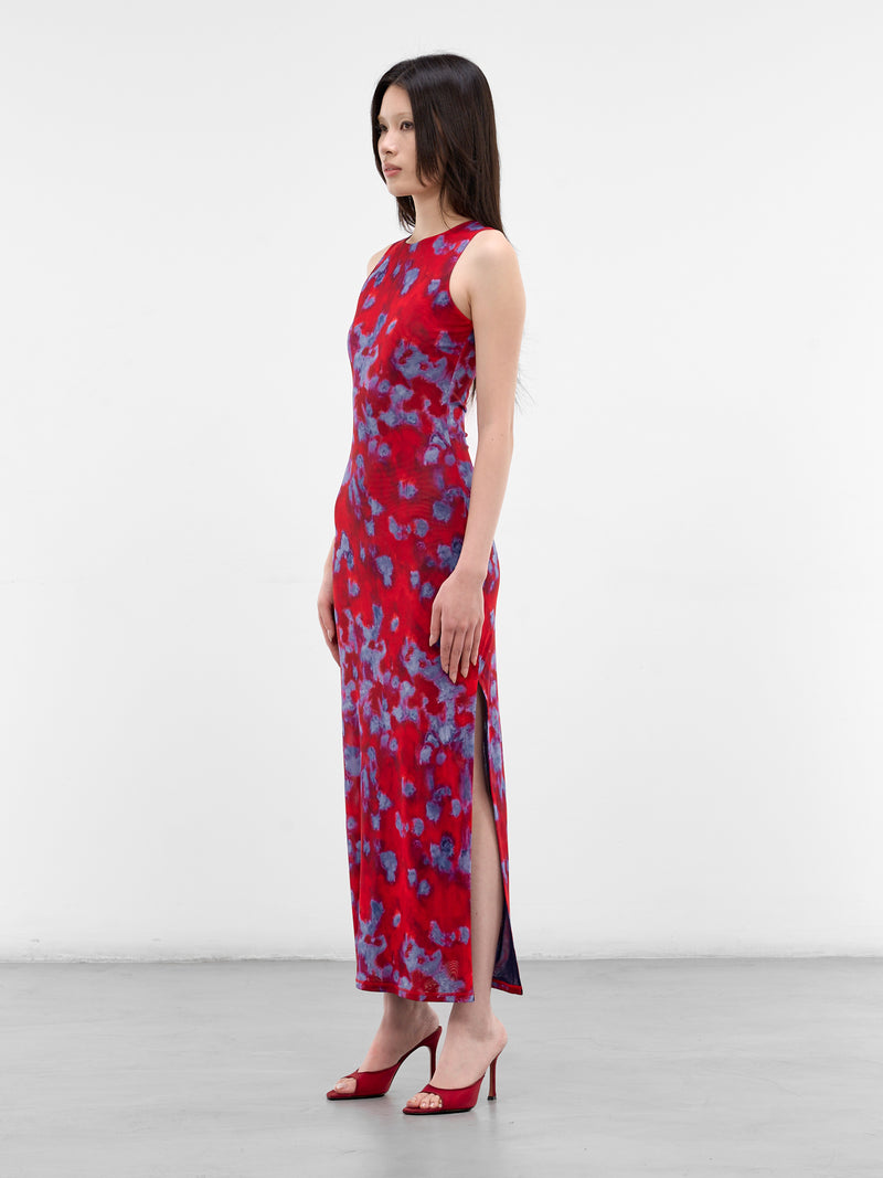 Red Duet Mesh Maxi Dress (1137-EL-PS26-BURST)
