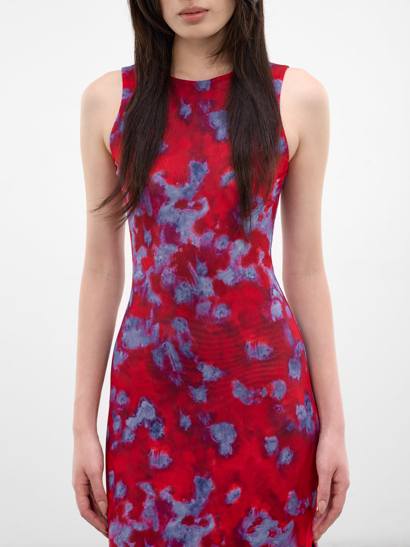 Red Duet Mesh Maxi Dress (1137-EL-PS26-BURST)