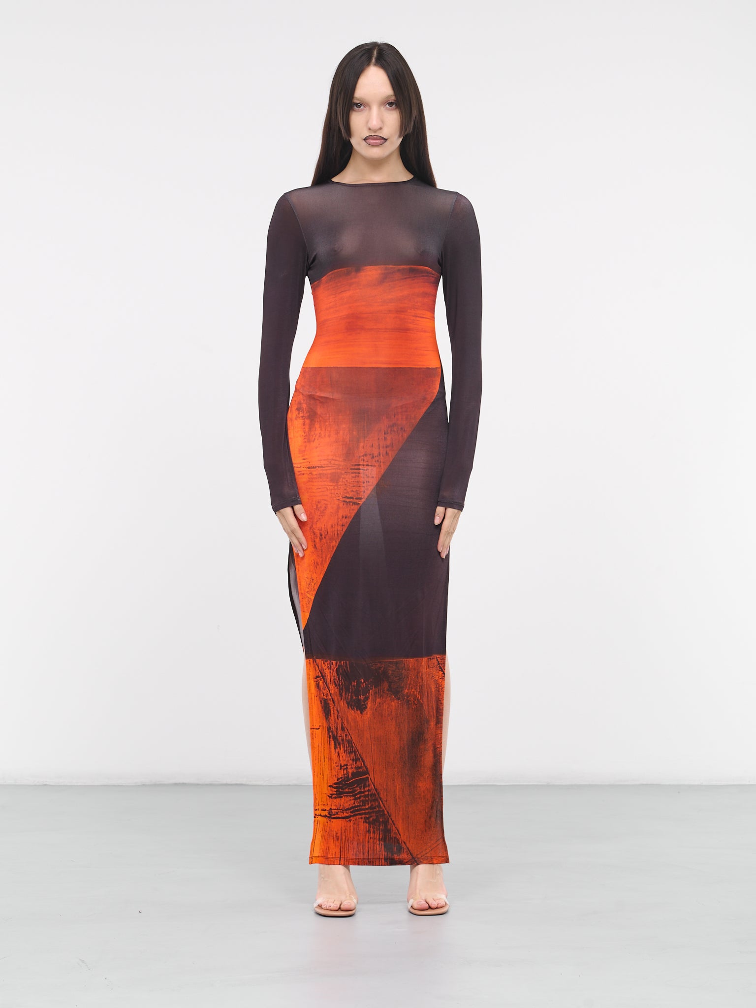 orange maxi dress with sleeves LOUISA BALLOU