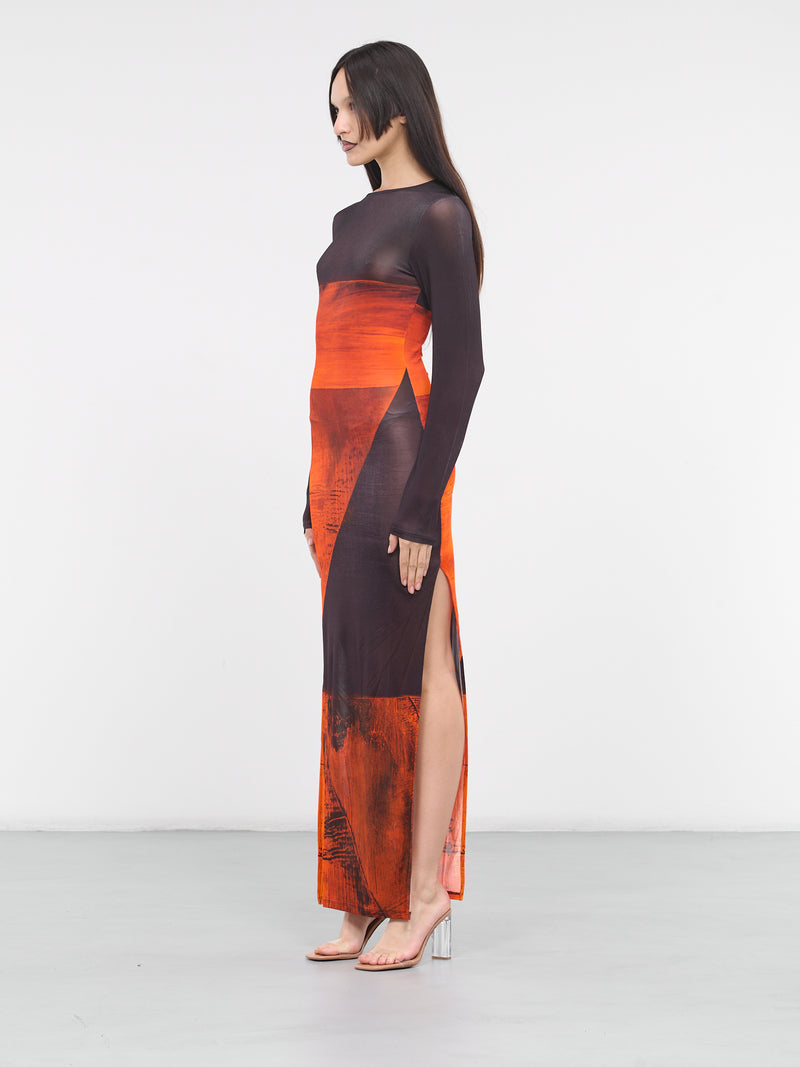 High Tide Slit Dress (114122-2004-ORANGE-POLYGON)