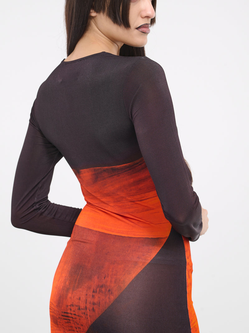 High Tide Slit Dress (114122-2004-ORANGE-POLYGON)