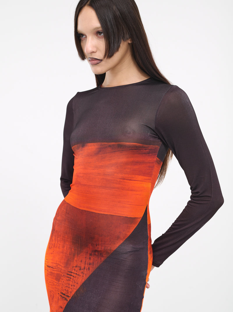 High Tide Slit Dress (114122-2004-ORANGE-POLYGON)