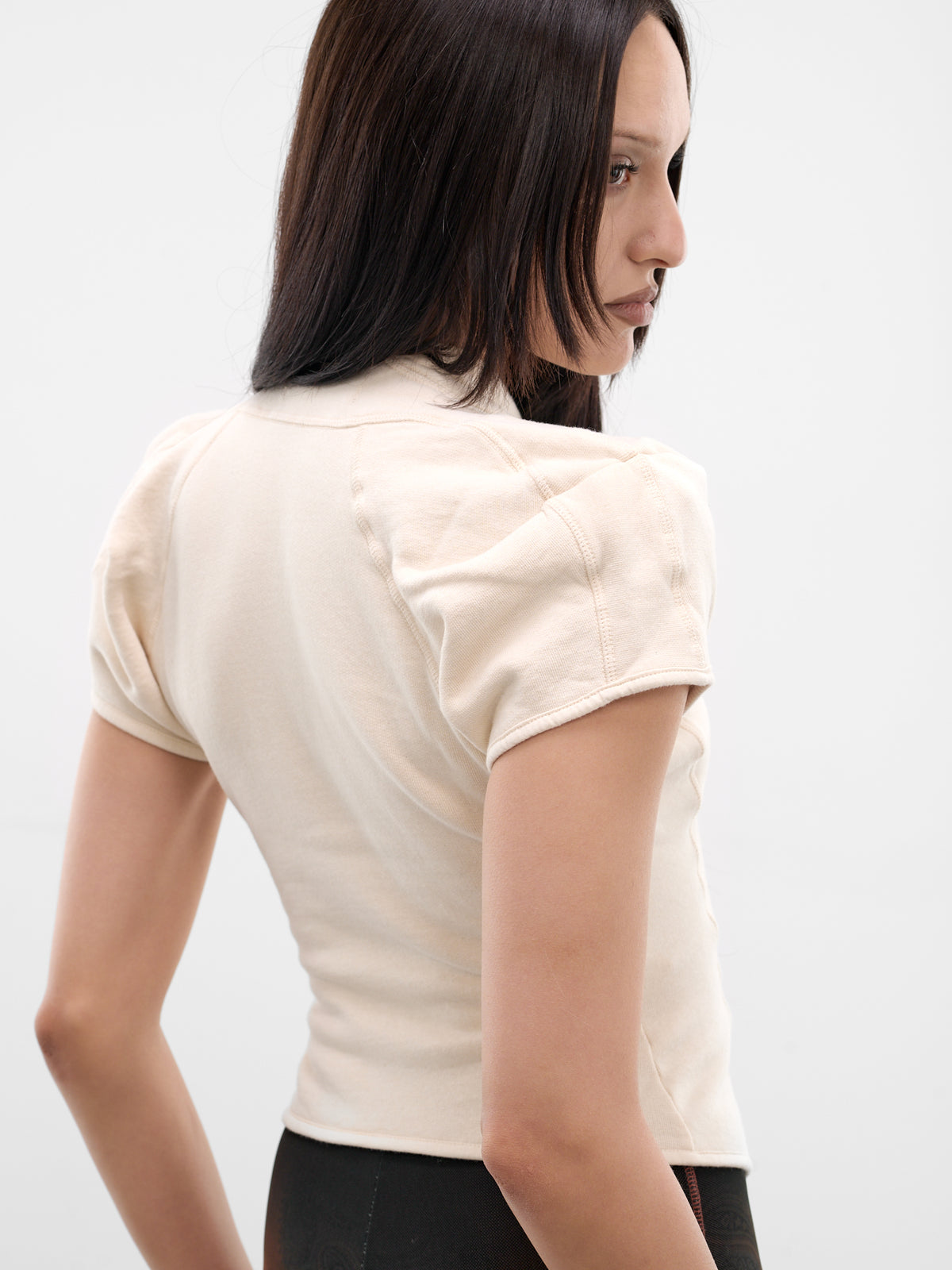 Beige Knit Orbital Zip Tee (11510441501-BEIGE)