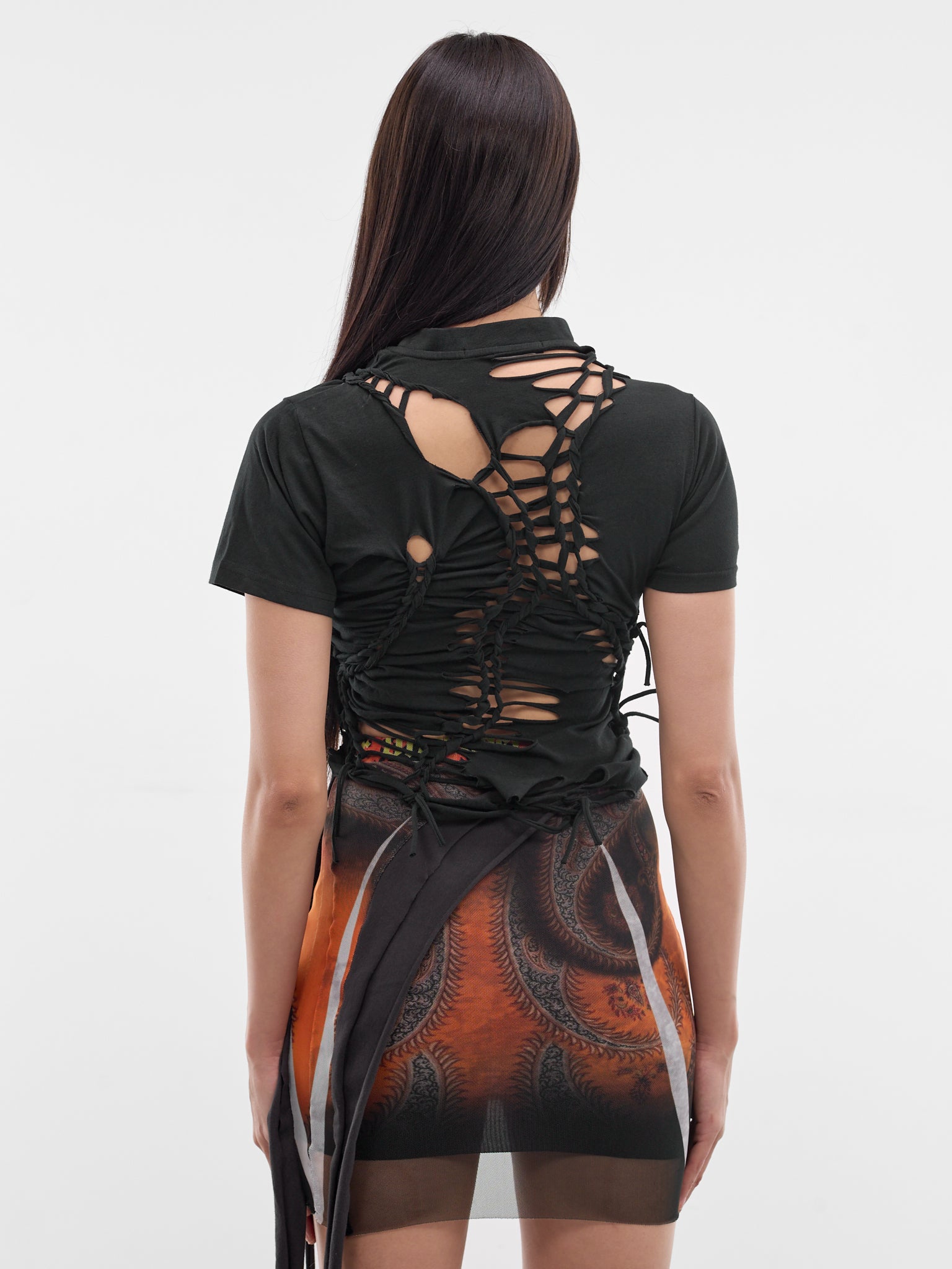 Black Knit Otto Braided Tee (11510891501-BLACK)