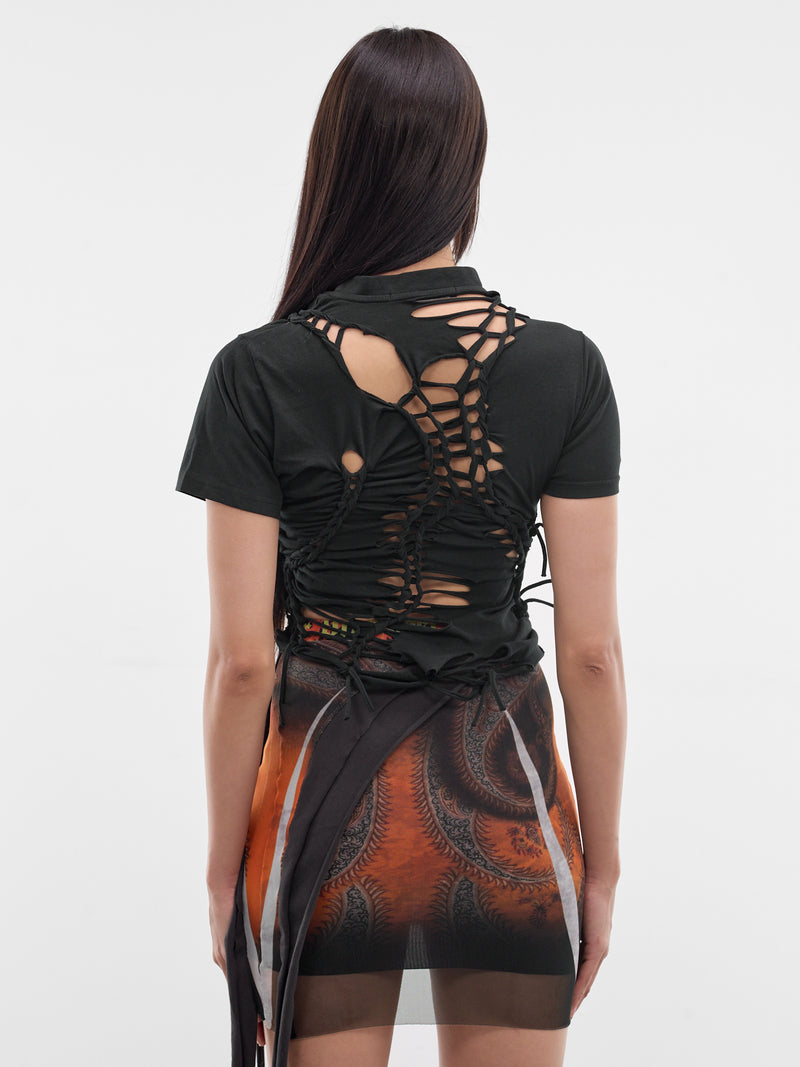 Black Knit Otto Braided Tee (11510891501-BLACK)