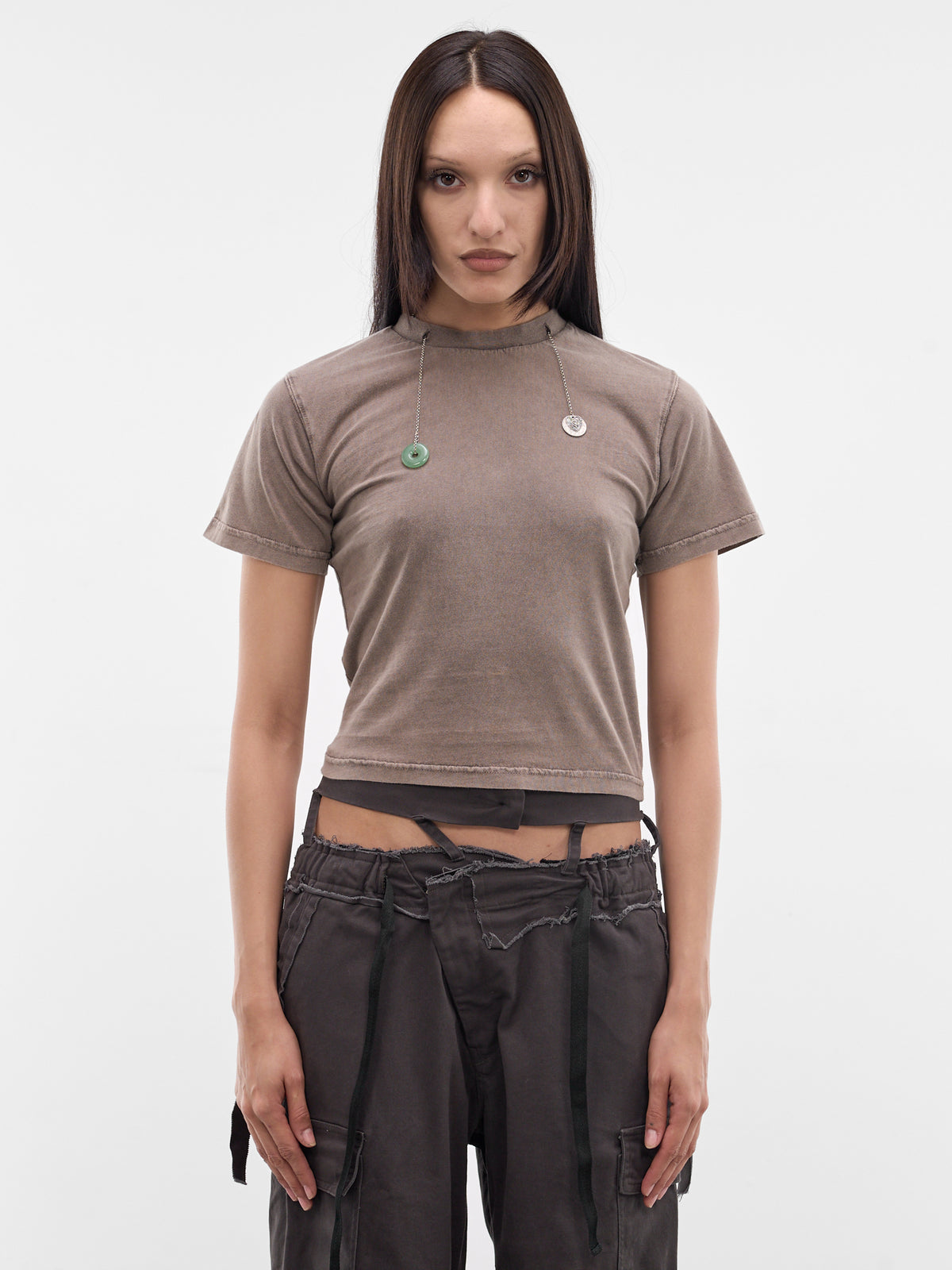 Knit Double Luck Chain Tee (11510921501-BEIGE)