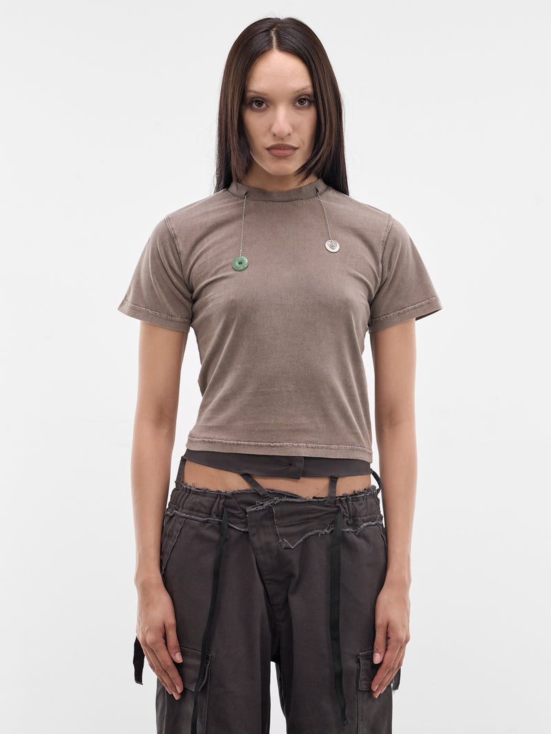 Knit Double Luck Chain Tee (11510921501-BEIGE)