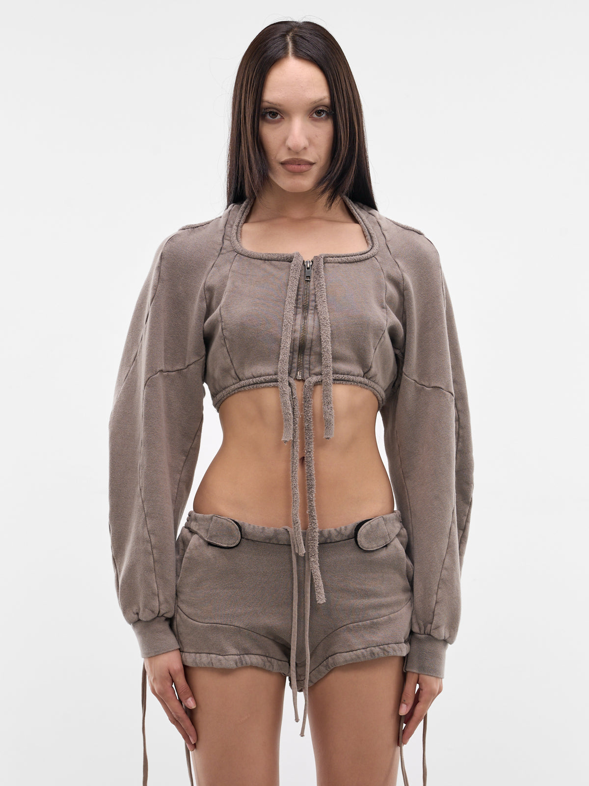 Rogue Zip Dirndl Crop Sweater (11510991501-BEIGE)