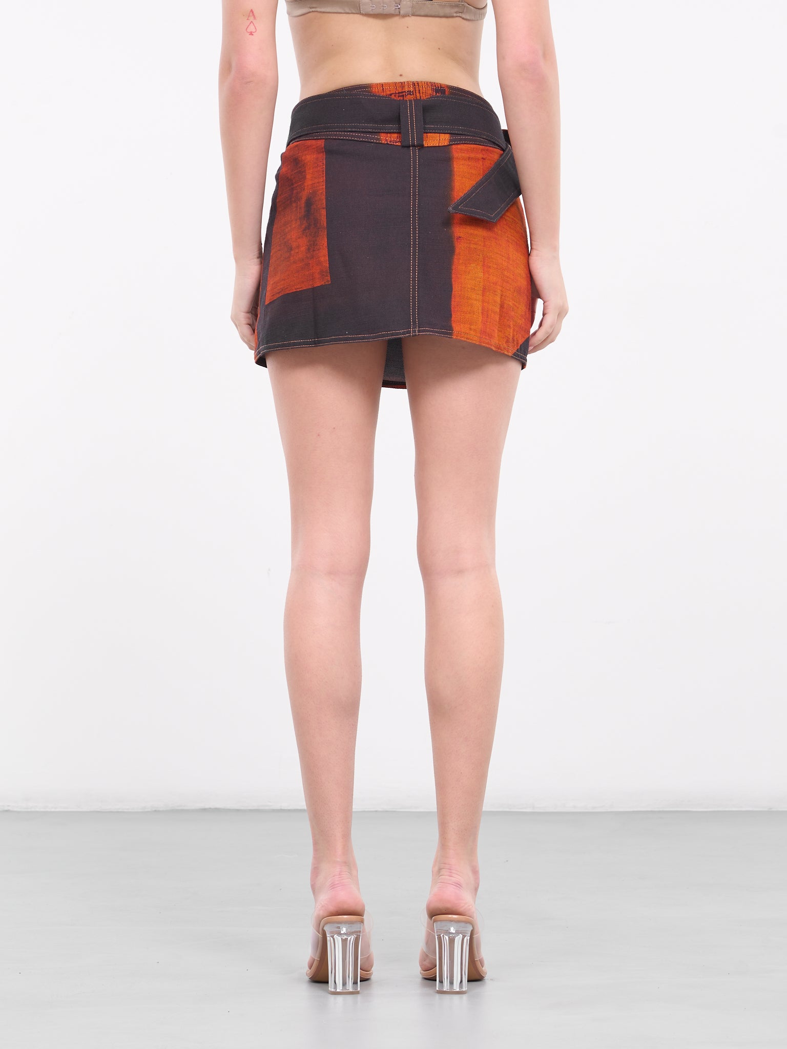 Denim Wrap Mini Skirt (115111-2004-ORANGE-POLYGON)