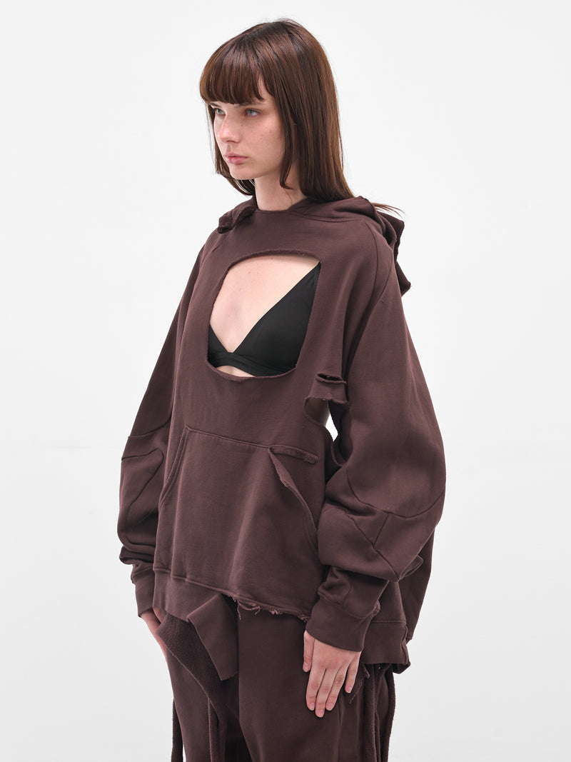 Brown Deconstructed Oversized Hoodie (11510451502-BROWN)