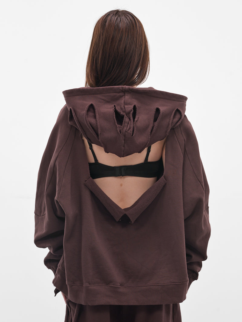 Brown Deconstructed Oversized Hoodie (11510451502-BROWN)