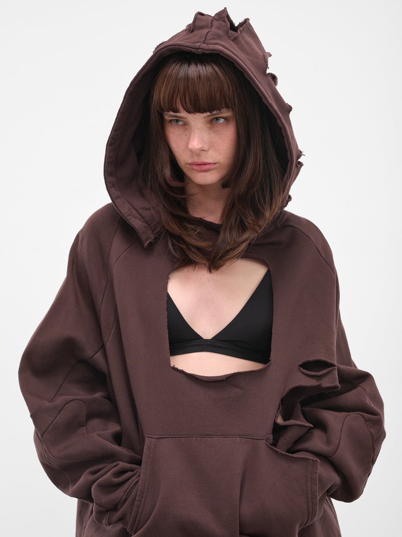 Brown Deconstructed Oversized Hoodie (11510451502-BROWN)