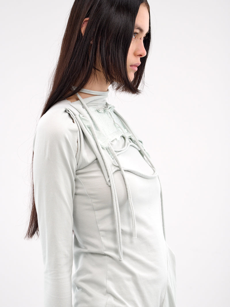 Deconstructed Long Sleeve Mini Dress (11550141501-GREY)