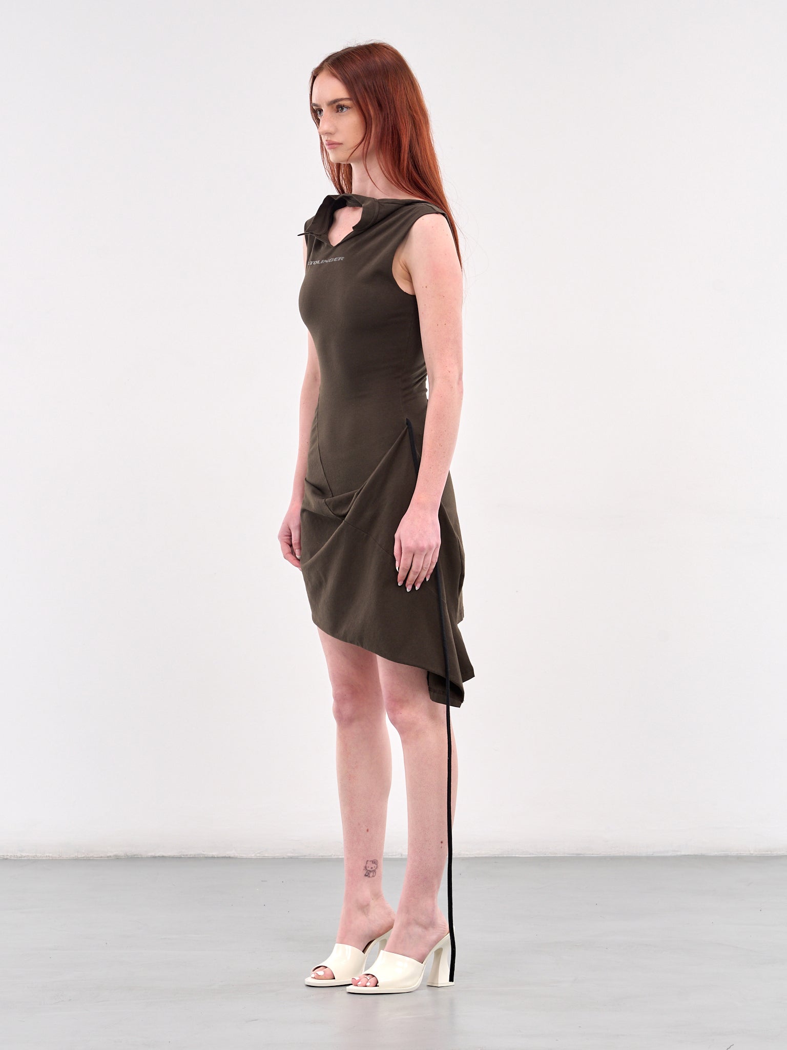 Deconstructed T-Shirt Mini Dress (11550181502-BROWN)