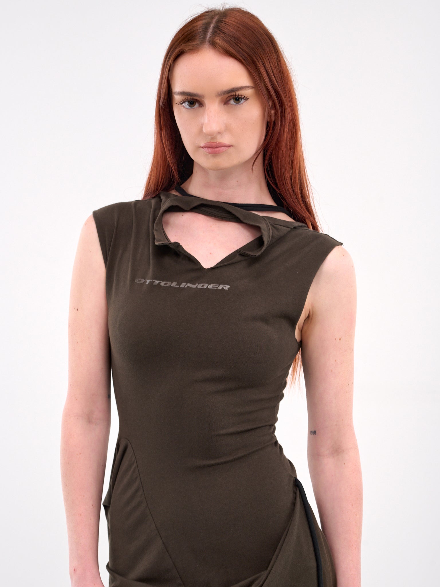 Deconstructed T-Shirt Mini Dress (11550181502-BROWN)