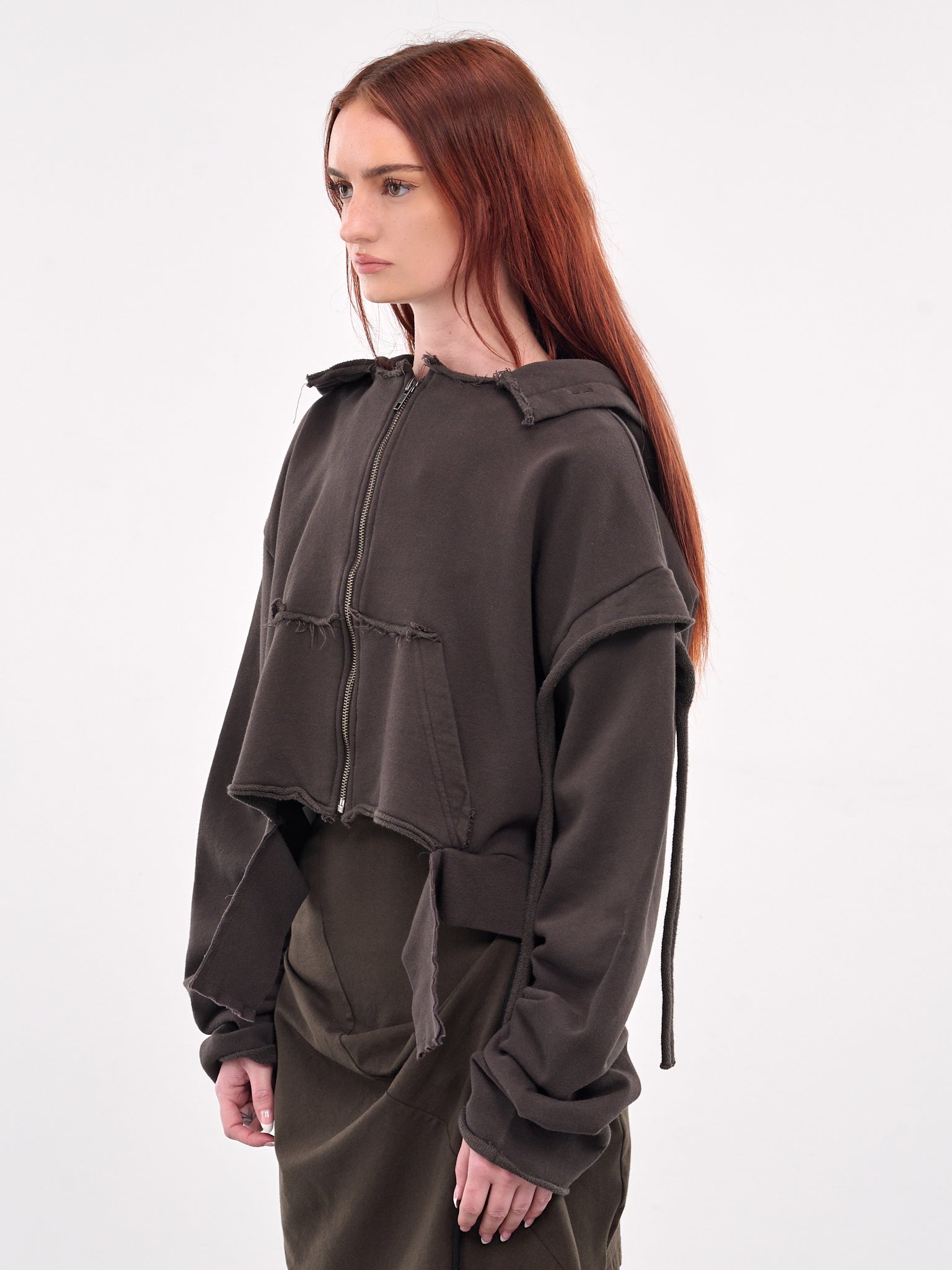 Deconstructed Zip Hoodie (11560111502-BROWN)