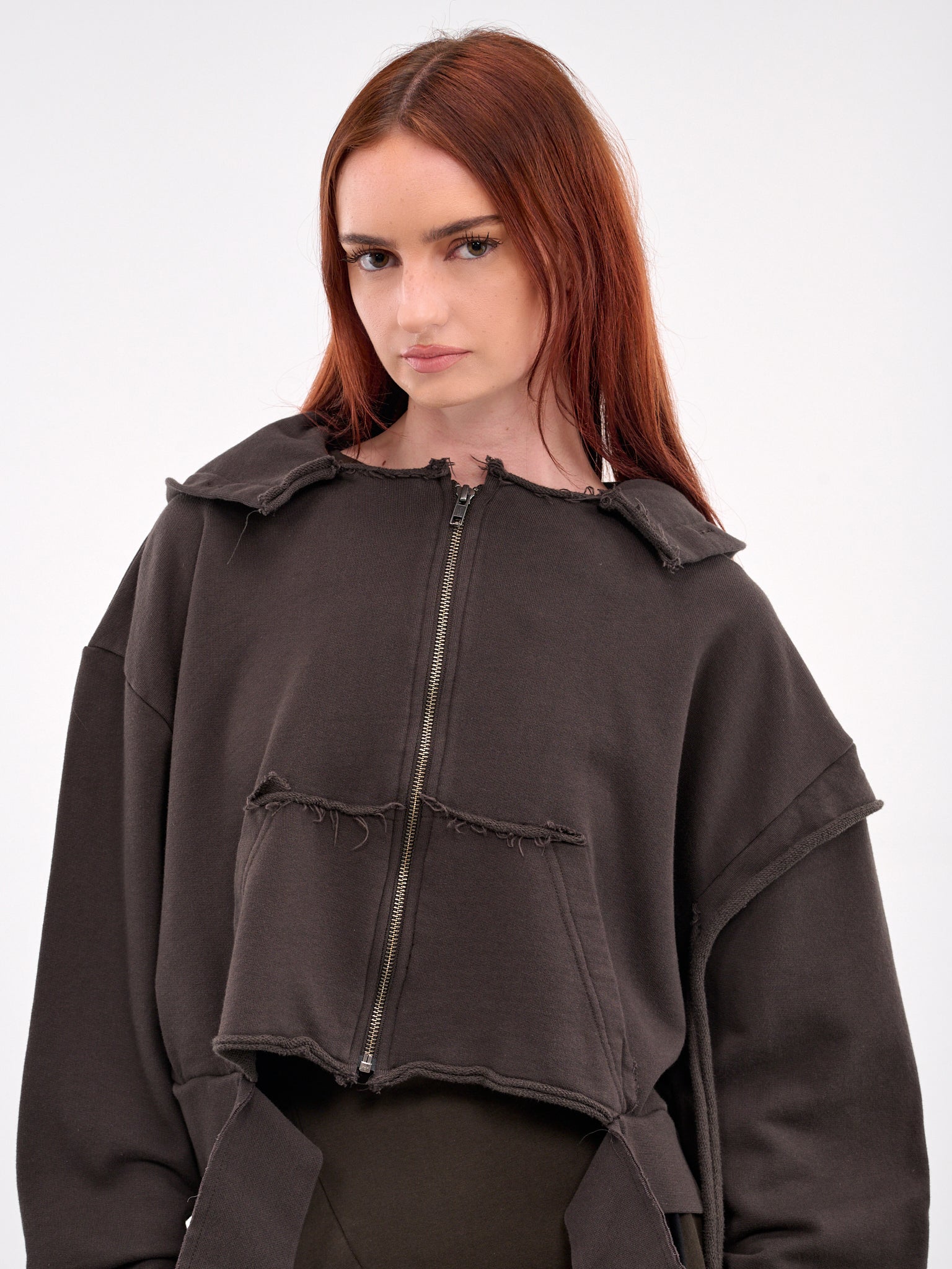 Deconstructed Zip Hoodie (11560111502-BROWN)