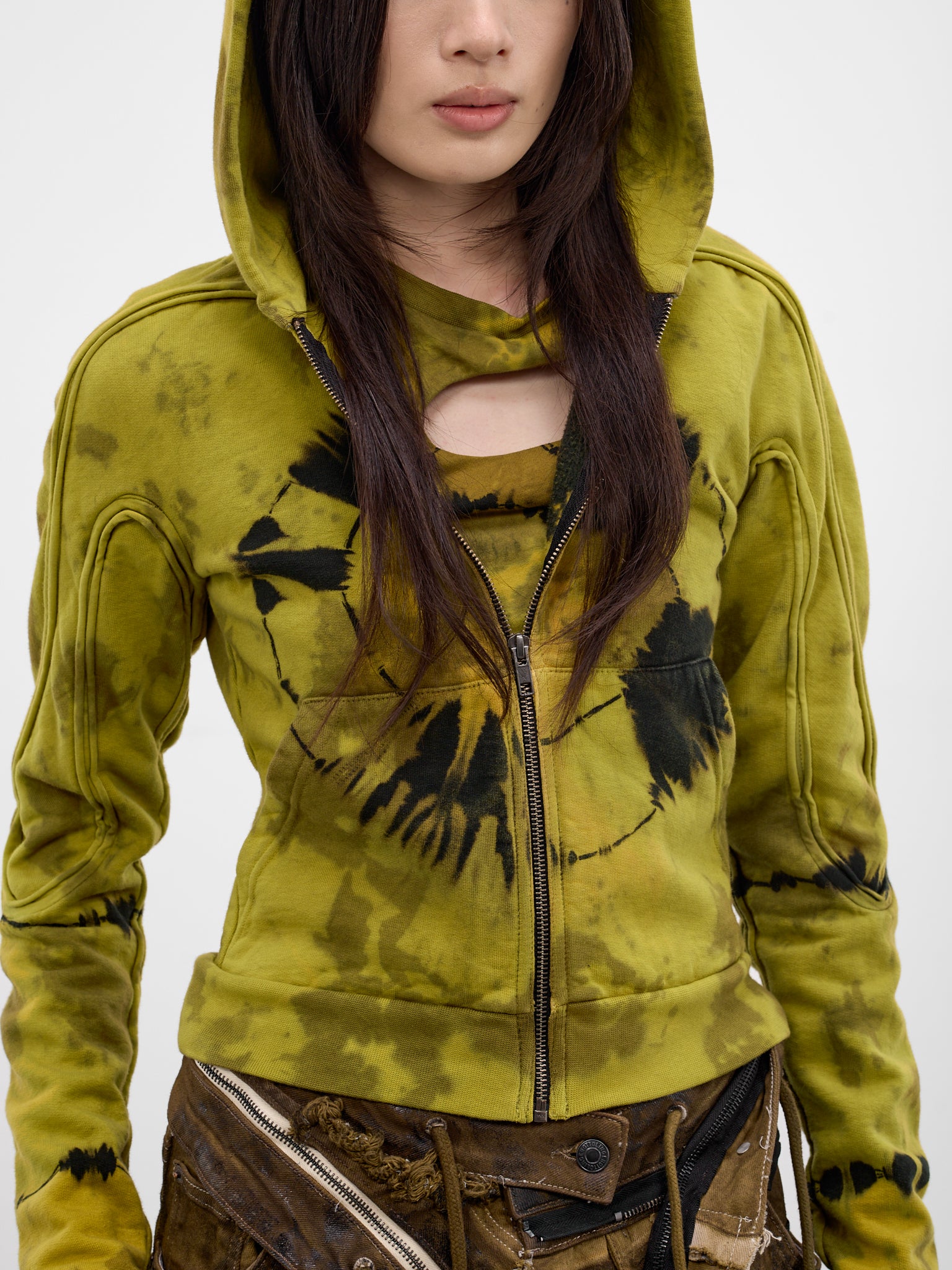 Slim Tie-Dye Suture Zip Hoodie (11560241504-MULTI)