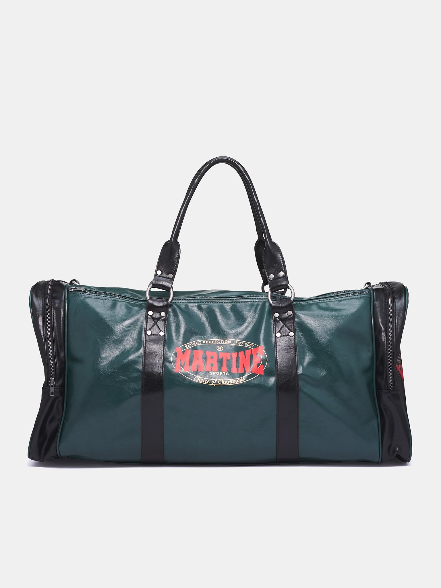 Leather Sports Duffel Bag (1188WSP03018-BLKGRN)