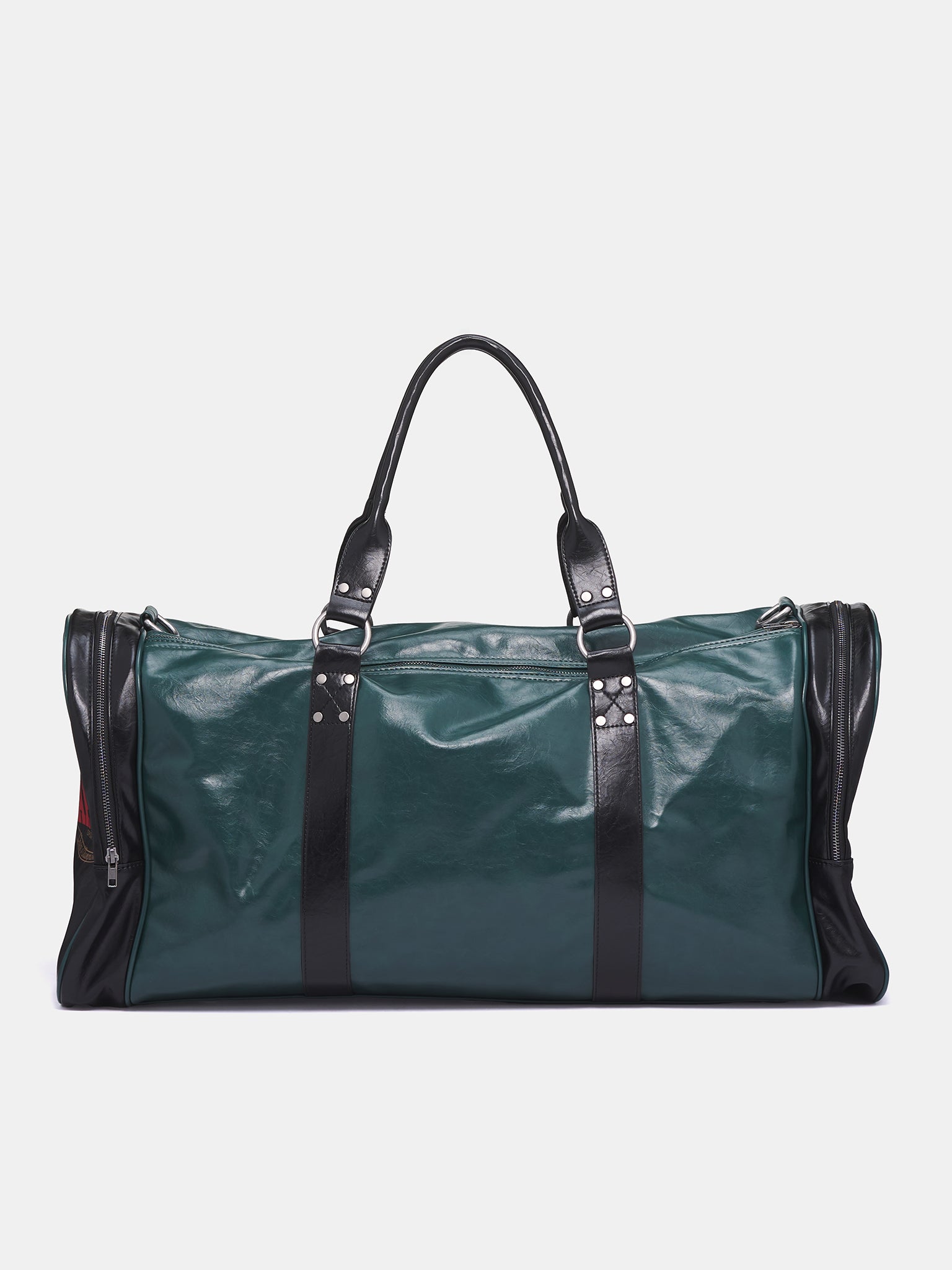 Leather Sports Duffel Bag (1188WSP03018-BLKGRN)