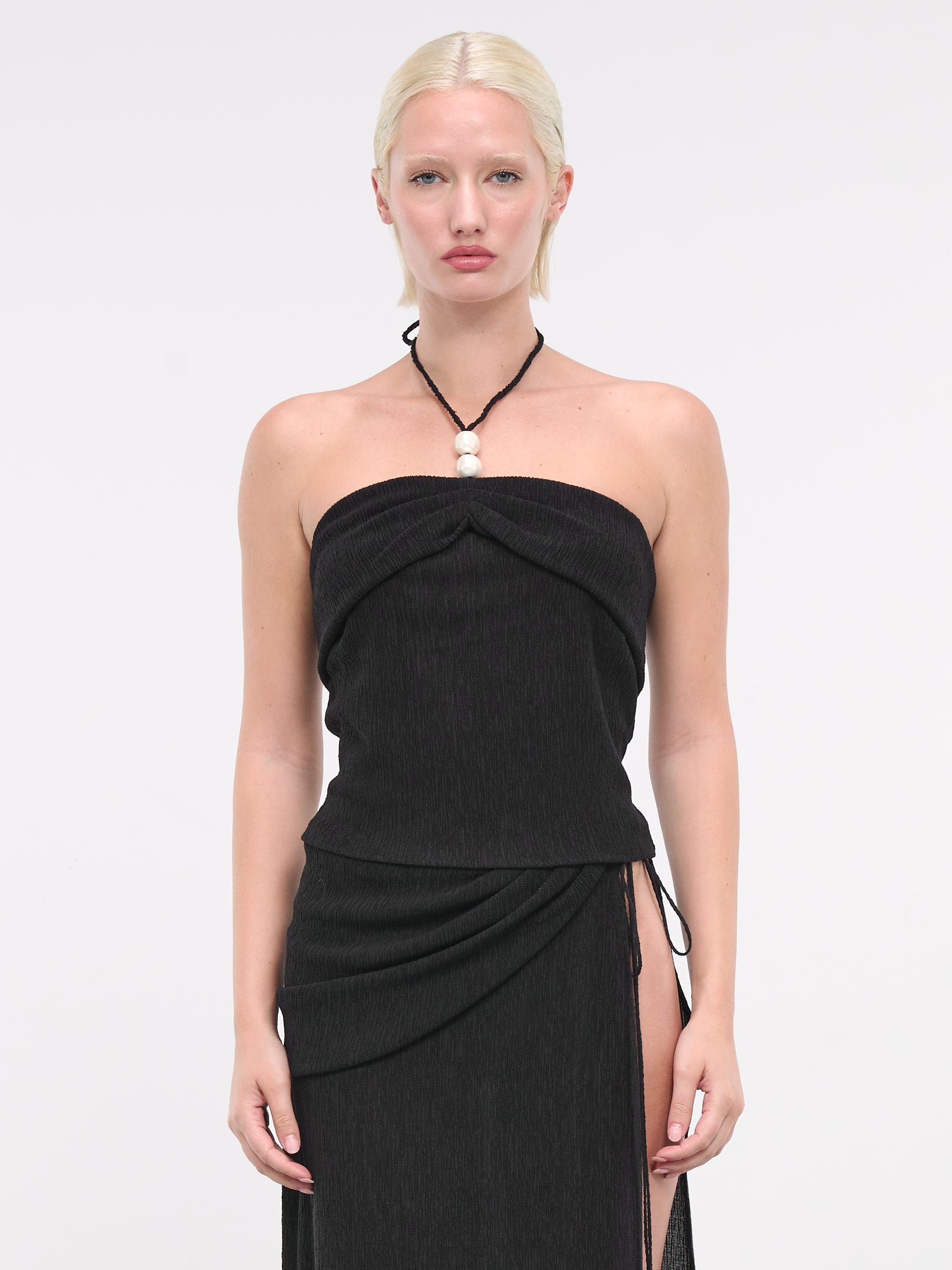 Pearl Halterneck Tube Top (12-BLACK)