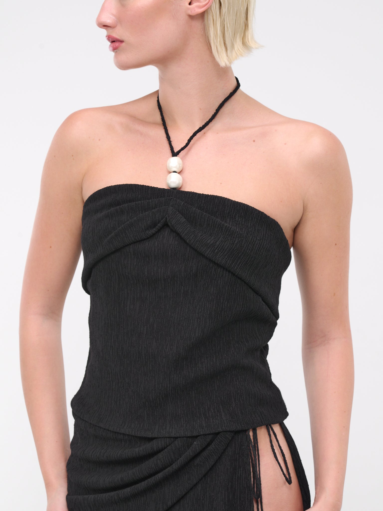 Pearl Halterneck Tube Top (12-BLACK)