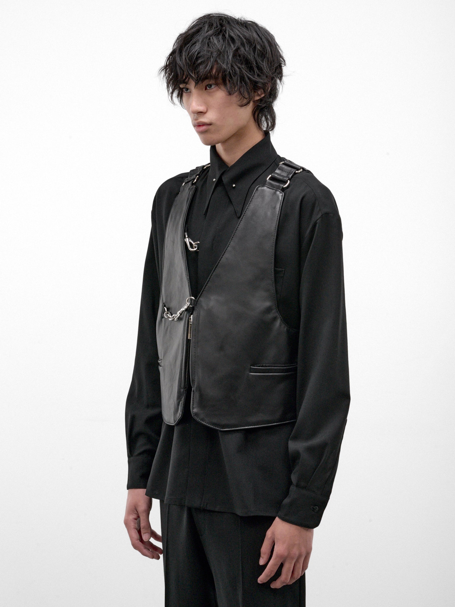 Black Leather Hazer Vest (12-HAZER-LEATHER-VEST-BLACK)