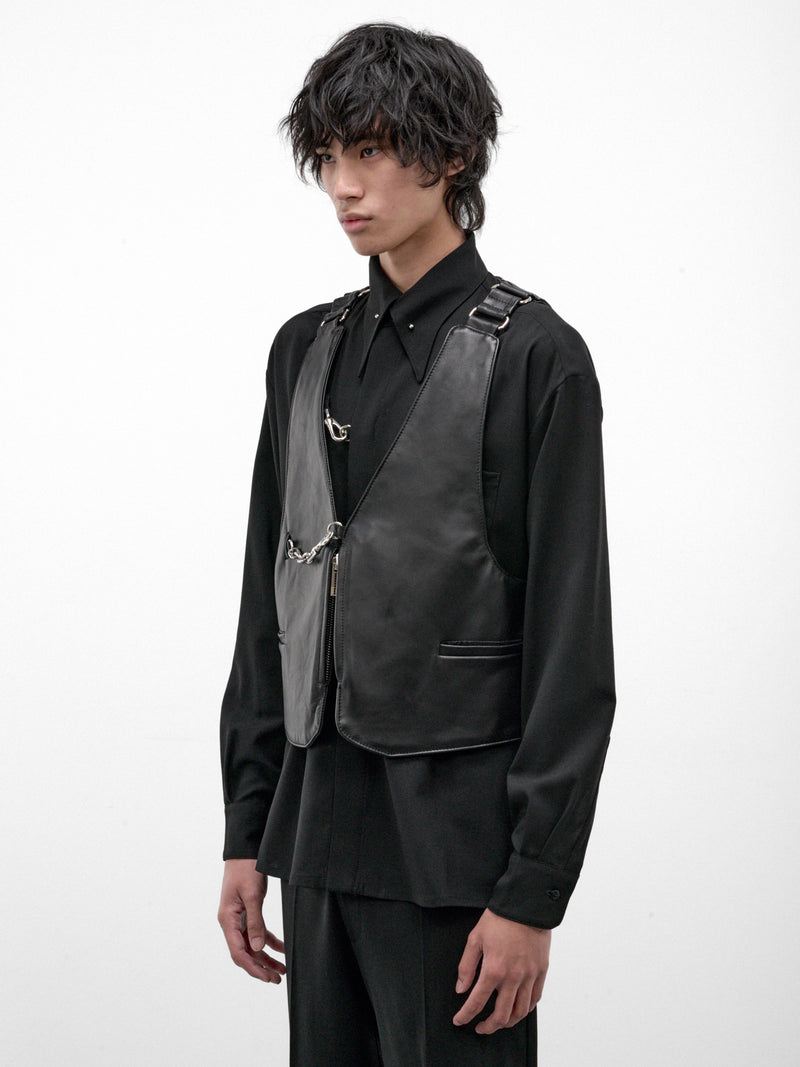 Black Leather Hazer Vest (12-HAZER-LEATHER-VEST-BLACK)