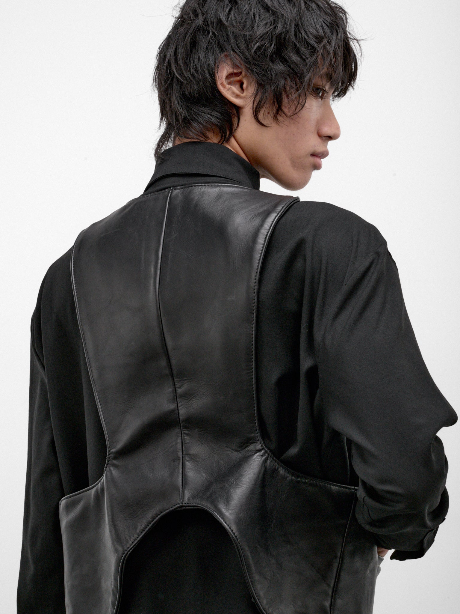 Black Leather Hazer Vest (12-HAZER-LEATHER-VEST-BLACK)