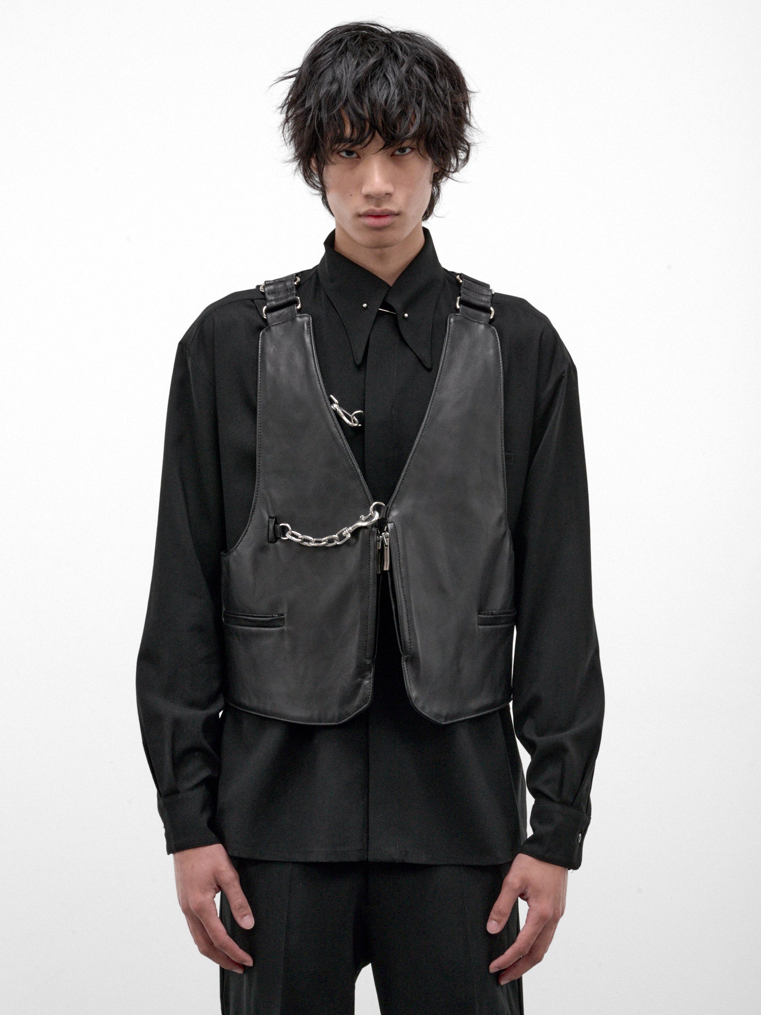 Black Leather Hazer Vest (12-HAZER-LEATHER-VEST-BLACK)