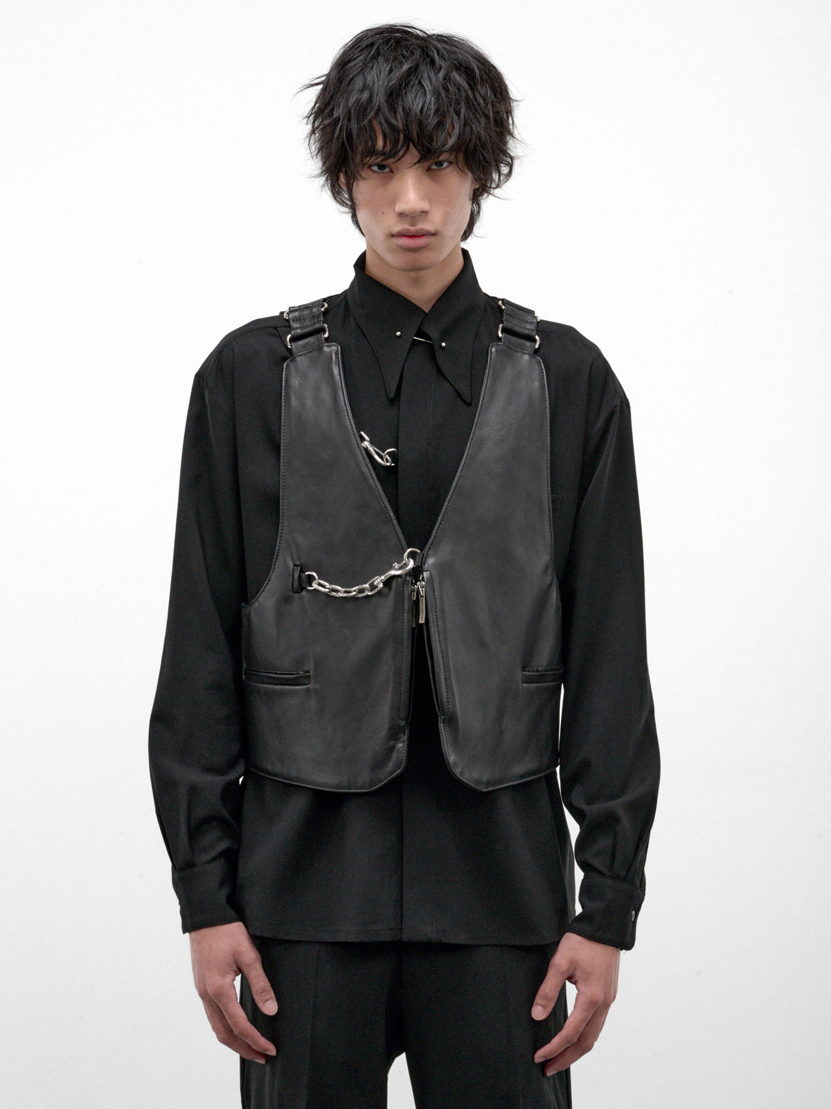 Black Leather Hazer Vest (12-HAZER-LEATHER-VEST-BLACK)