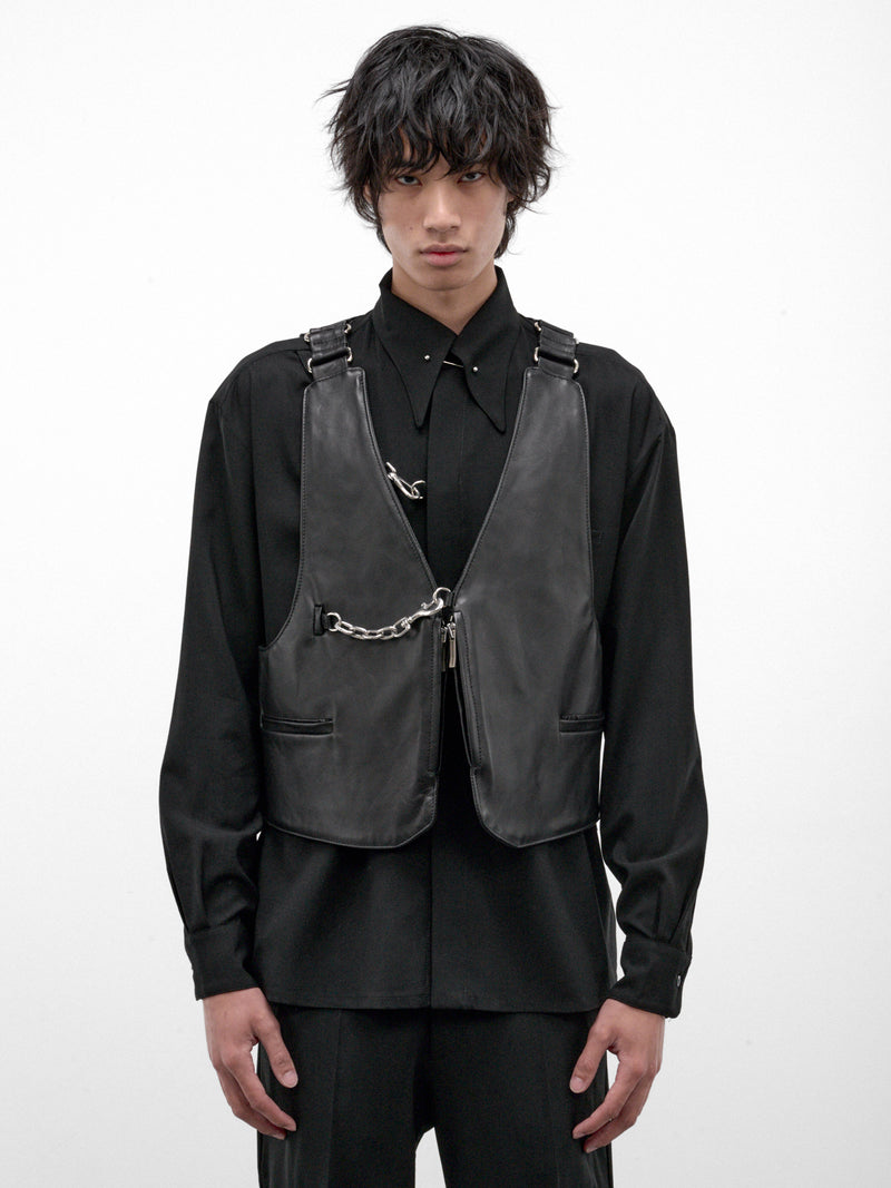Black Leather Hazer Vest (12-HAZER-LEATHER-VEST-BLACK)