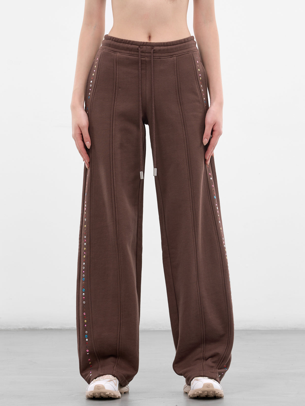 Brown Cotton Studded Sweatpants (1200-EL-PS26-BLING)
