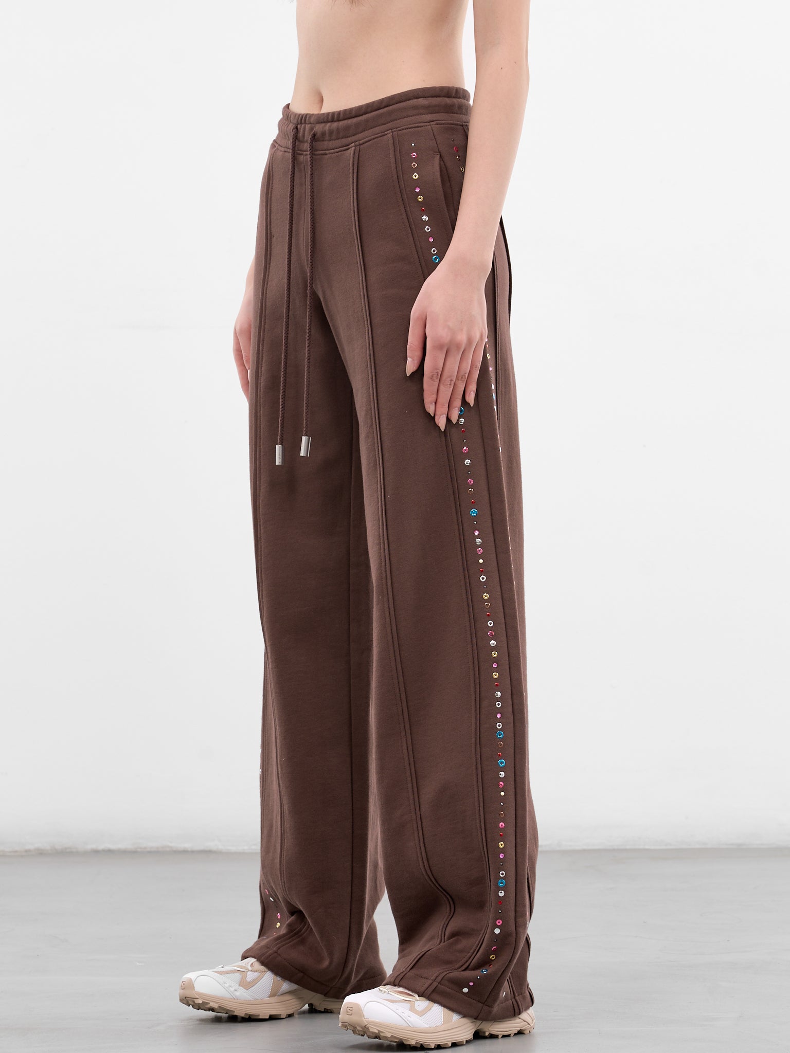 Brown Cotton Studded Sweatpants (1200-EL-PS26-BLING)