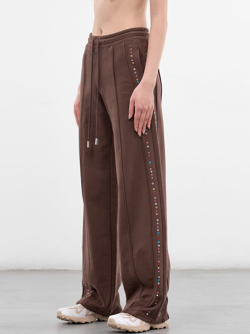 Brown Cotton Studded Sweatpants (1200-EL-PS26-BLING)