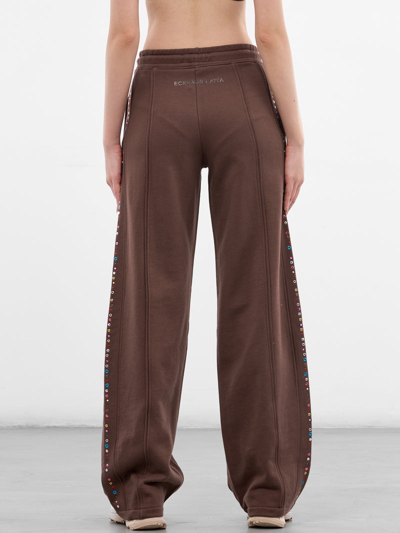 Brown Cotton Studded Sweatpants (1200-EL-PS26-BLING)