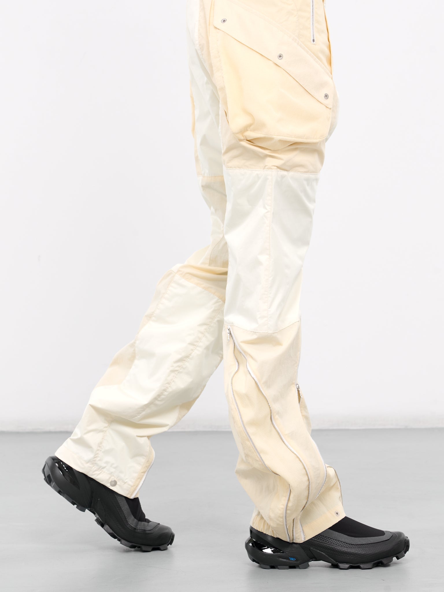 Nylon Tech Check Trousers (12002-CREAM)